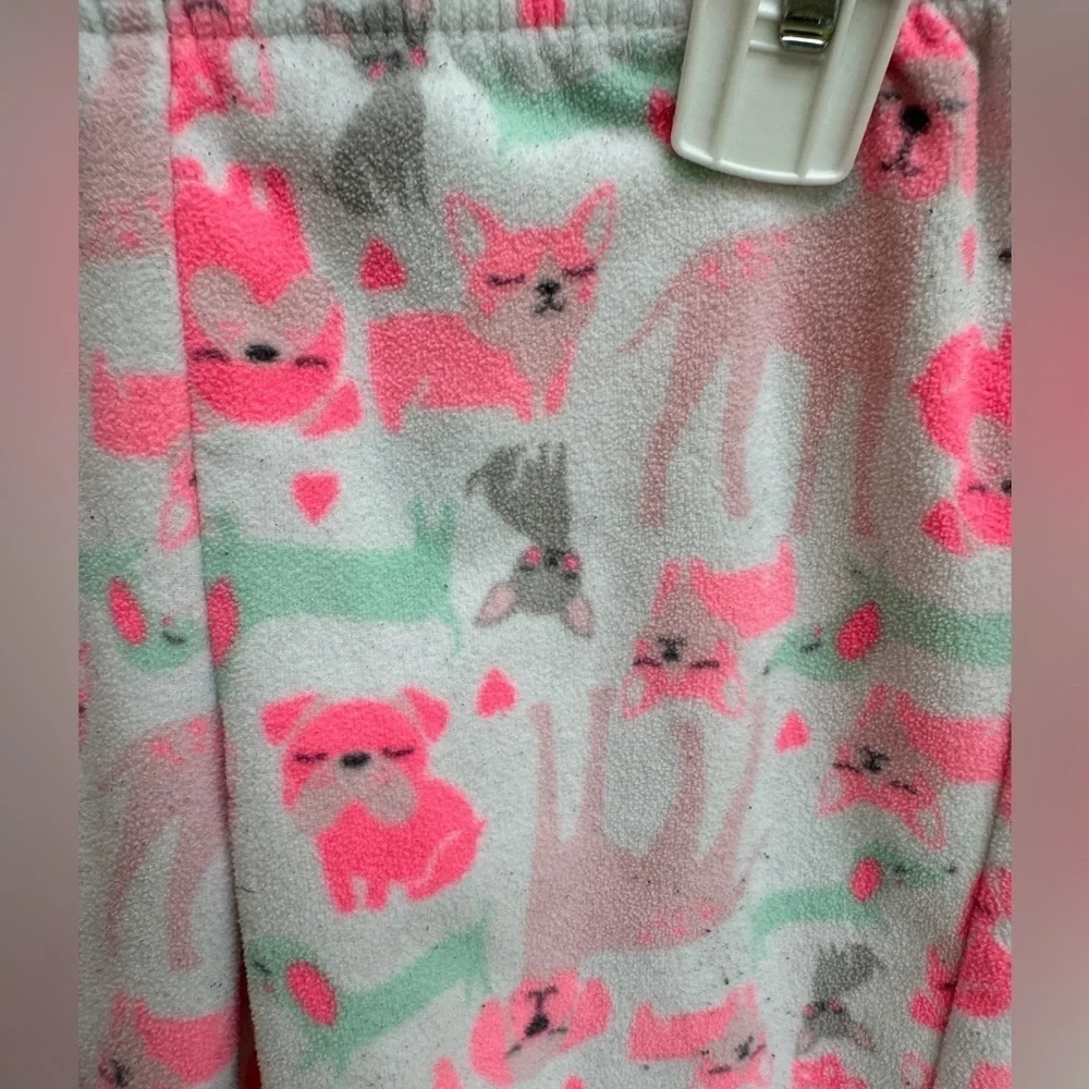 Carter’s 2T Girls White, Pink & Green Dog Fleece Pajama Pants